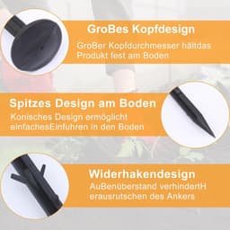 SnelShoppen - 50 Stuks Earth Nails voor Onkruid, 11 cm Lange Grondankers, Zwarte Grondsteken van Onbreekbaar Plastic, Voor Veiligheidsnet, Molly Gaas, — thumbnail 4