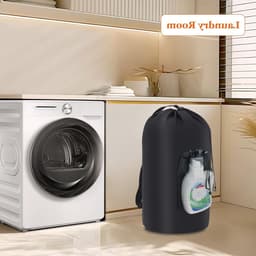 Vouwbare Wasmand van 95L met Zak en Schouderband, Ideaal voor Huishoudelijk Gebruik, Badkamer of Studentenhuis, Zwart — thumbnail 3