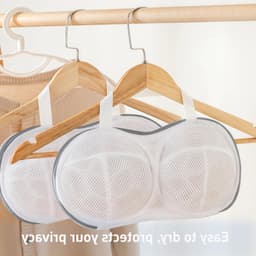 Herbruikbare beha-waszakken, 3 stuks, zacht en ademend, met verborgen ritssluiting voor veilig onderhoud van ondergoed, ideaal voor thuis en op reis, lichtgrijs — thumbnail 3