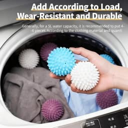 SnelShoppen - Tumble Dryer Balls Set van 6 - Herbruikbare Siliconen Wasballen voor Droger en Wasmachine, Energiebesparende Vezelverzachter en Anti-Tan — thumbnail 5