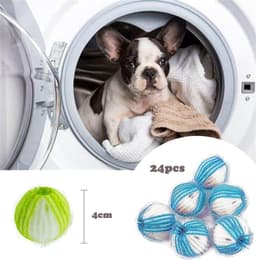 SnelShoppen - 24 Stuks Dierenhaarverwijderaar Wasmachine - Herbruikbare Pluisballen voor Dierenharen - Nylon - Geel en Blauw - Effectief en Praktisch — thumbnail 3