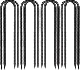 SnelShoppen - Pack van 8 Gegalvaniseerde Grondankers, U-Vormige Grondpalen, Stalen Grondpinnen voor Tenten, Trampolines, Tuin, Camping (30 cm) — thumbnail 1