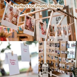 SnelShoppen - 150 Mini Houten Knijpers 3,5 cm met 10 m Jute Koord - Kleine Wasknijpers voor Foto's, Ansichtkaarten, Doe-Het-Zelf Decoratie voor Feeste — thumbnail 3