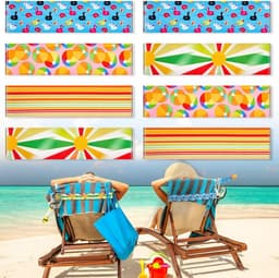 SnelShoppen - Pack van 8 Strandstoel Handdoek Clips - Elastische Handdoekhouders voor Zonnebedden - Winddichte Touwtjes voor Pool, Zomer - Regenboog S — thumbnail 1