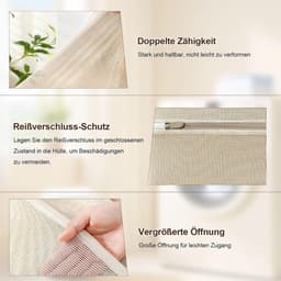 Wasnetjes met ritssluiting - Katoen - 30 x 20 cm - Milieuvriendelijk waszakje voor delicate was — thumbnail 2