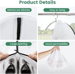 Schoenwaszak voor wasmachine - Wit - 40 x 22 x 24 cm - Dubbellaags Mesh Polyester - Voor Schoenen en Textiel — thumbnail 5
