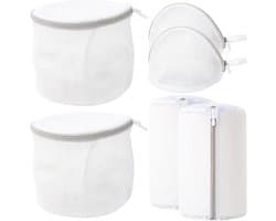 Schoenwaszak voor wasmachine - Wit - 22 x 33 cm / 16 x 18 cm / 15 x 16 cm - Polyester Wasnet Set van 6 - Voor Schoenen, Ondergoed en Sokjes