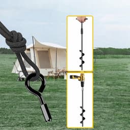 Spiraal Grondanker Set – Zware Grondschroef - Tentankers - 4 Stuks - T-handgreep & 14mm Adapter - RVS - Elektrisch of Handmatig - Windbestendig - Diepe Grip in Grond - Voor Tent & Trampoline & Schommel — thumbnail 2