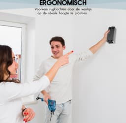 W&Z Waslijn Uittrekbaar - Wasdraad - Wanddroogrek zonder boren- Rol drooglijn - Waslijndraad met stalen kern - 8,4 m drooglengte - Zwart — thumbnail 2