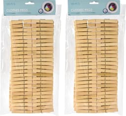 Excellent Houseware Wasknijpers - 200x - bamboe hout - 7 cm — thumbnail 3