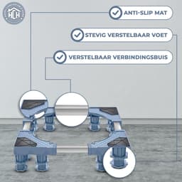 HCH Wasmachine Verhoger - 12 Poten - Anti Slip - Tot 300 KG Draagkracht - Verstelbaar - Wasmachine Opbouwmeubel - Witgoed Verhoging - Geschikt voor Wasmachine, Droger, Koelkast, Diepvries en Fornuis - Grijs — thumbnail 3