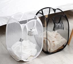Without Lemon - Opvouwbare wasmand - Mesh - Opbergmand - Vuile Was - Wasgoed - Ruimtebesparend - 30x50cm - Zwart — thumbnail 3