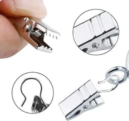10 Stuks - Gordijn clips - RVS - Gordijnhaakjes - Gordijnhaken - Haakjes voor handdoeken, theedoeken en vaatdoeken - Badkamerhaken - Metalen wasknijpers - Clips voor gordijnen - Clipjes - Metalen knijpers - Knijper voor het douchegordijn — thumbnail 1