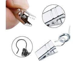 10 Stuks - Gordijn clips - RVS - Gordijnhaakjes - Gordijnhaken - Haakjes voor handdoeken, theedoeken en vaatdoeken - Badkamerhaken - Metalen wasknijpers - Clips voor gordijnen - Clipjes - Metalen knijpers - Knijper voor het douchegordijn — afbeelding 1
