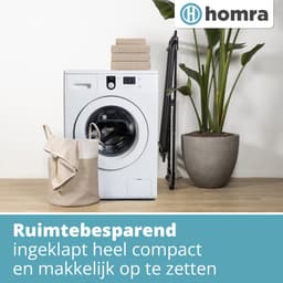 Homra Wasrek Inklapbaar - Tot 22m Was - Staand Droogrek Inklapbaar - Ruimtebesparend Wasrek - Droogrekken - Ecologisch Was Drogen - 182x97x103 CM - Metaal Zwart - Geschikt voor Grote Gezinnen — thumbnail 5