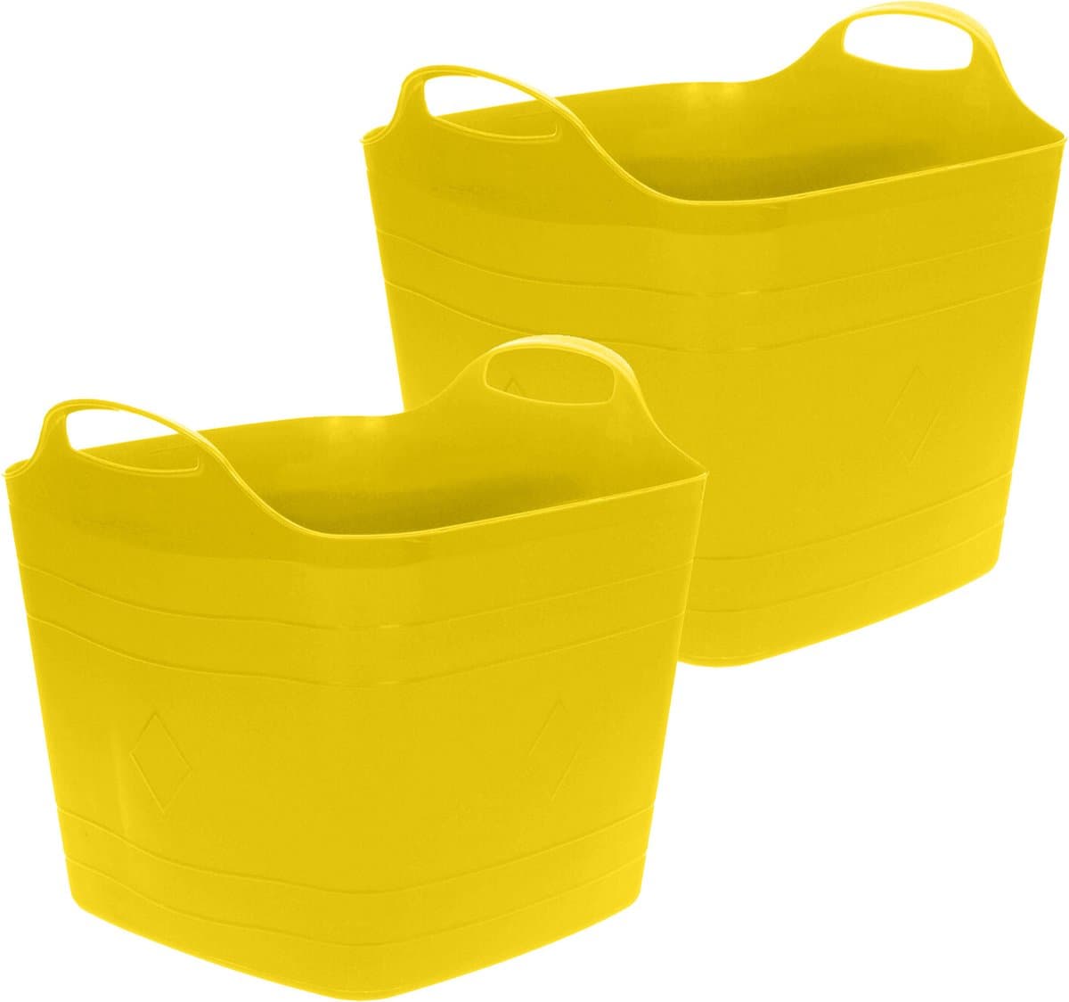 Excellent Houseware Flexibele emmer - 2x - geel - 15 liter - kunststof - vierkant - 30 x 29 cm — afbeelding 1