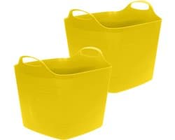 Excellent Houseware Flexibele emmer - 2x - geel - 15 liter - kunststof - vierkant - 30 x 29 cm