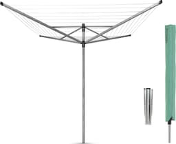 Brabantia Lift-O-Matic Droogmolen - 60 m - met Grondanker en Beschermhoes - Metallic Grey — thumbnail 1
