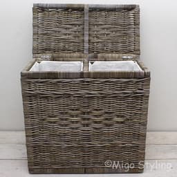 Wasmand duo met sorteervakken-67x35xH65-Riet-Rotan — thumbnail 2