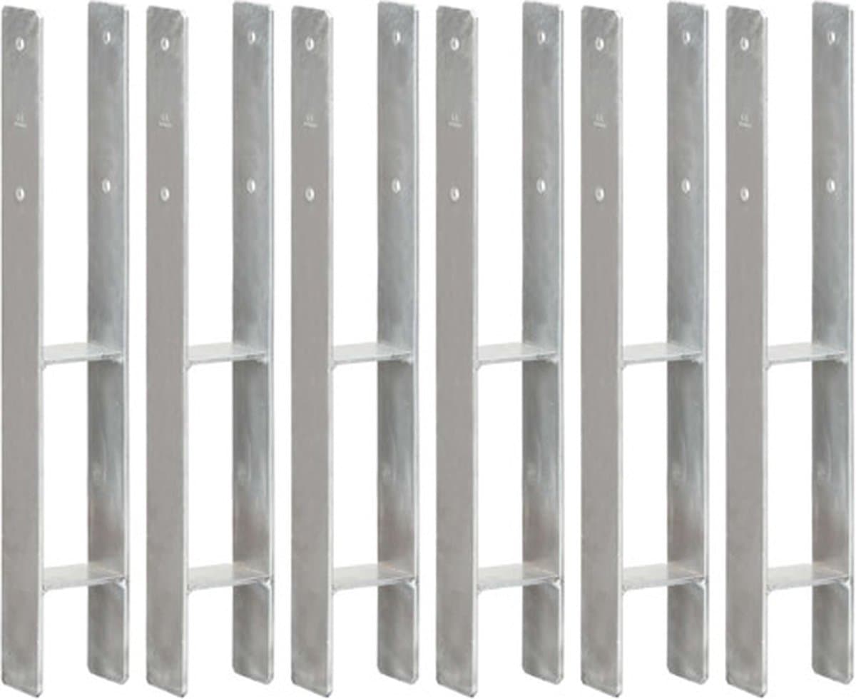 vidaXL - Grondankers - 6 - st - 8x6x60 - cm - gegalvaniseerd - staal - zilverkleurig — afbeelding 1