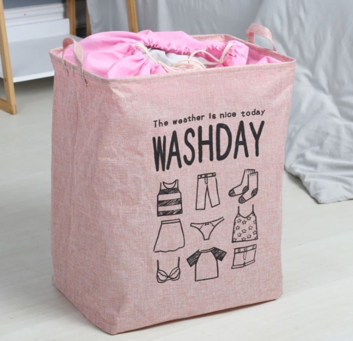 Inklapbare wasmand roze 53x43,5x33 cm — afbeelding 1