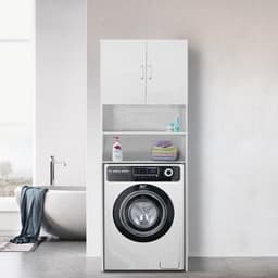 Wasmachine kast wasdroger - ombouw meubel wasmachine wasdroger - 190 cm hoog - wit — thumbnail 2