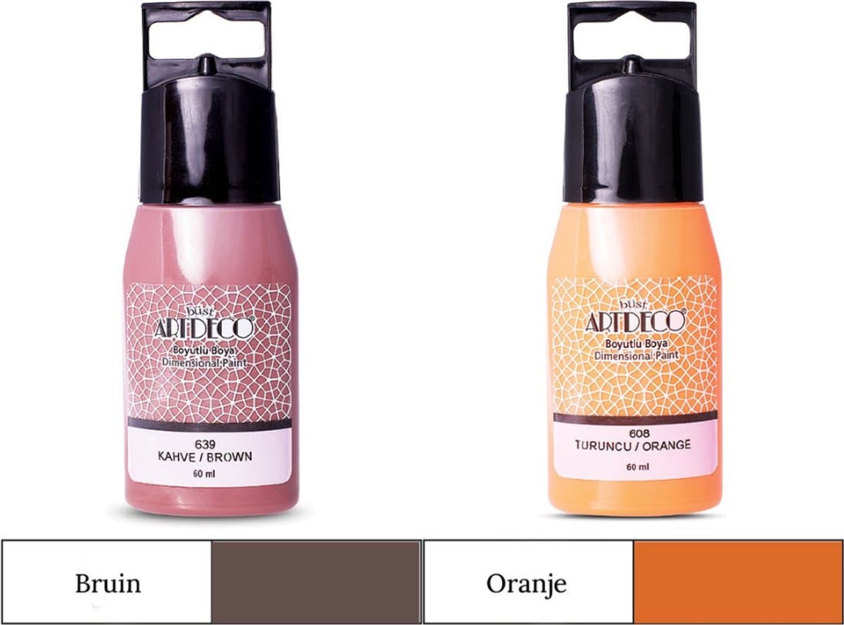 Artdeco 3D Dimensionale Verf Set – 2x50 ml – Blauw & Orange – Geschikt voor Stof, Glas, Keramiek, Karton, Metaal, Papier & Steen – 3D Liner Textuur- en Reliëfschilderen Dimensional Paint — afbeelding 1