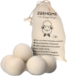 Drogerballen Voor Wasdrogers - 6 Stuks - Gemaakt van 100% Nieuw-Zeelandse Schapen Wol - Wasdrogerballen - Droogballen - Droger Ballen - Dryer Balls - Wit — thumbnail 1