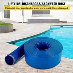 VEVOR Afvoerslang, 38mmx32m, Platte Slang van PVC-stof, Zware Terugspoelafvoerslang met Klemmen, Weerbestendig en Barstbestendig, Ideaal voor Zwembad en Wateroverdracht, Blauw — thumbnail 3