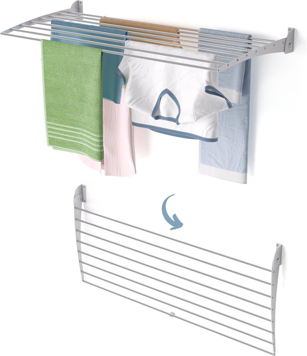 Foxydry Fold 116 cm DOWN - wasdroogrek wandmontage clicksysteem - neerwaartse sluiting - 116 x 50 x 10 cm — afbeelding 1