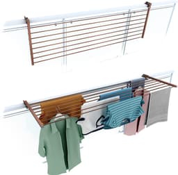 Foxydry Duo 162 cm wasrek balkon - corten - rechthoekige reling — thumbnail 1
