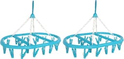 Droogcarrousel/droogmolen blauw met 20 knijpers 41 x 32 cm - 3x - Droogrek/Droogmolen/Wasrekje — thumbnail 2
