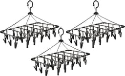Droogcarrousel/droogmolen zwart met 32 knijpers 52 x 39 cm van kunststof - 3x - Droogrekje — thumbnail 1