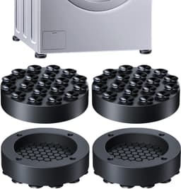 4-Pack antislip rubberen stabilisatoren, anti-kras- en bedwielstoppers, wasmachine anti-vibratie pads met sterke adsorptie zuignappen voor wasmachines en drogers (zwart) — thumbnail 1