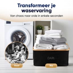 DARI. Opvouwbare Wasmand 45L – Heupwasmand – Wasmanden – Opbergmand – Wasbox – Bamboe – Zwart — thumbnail 5
