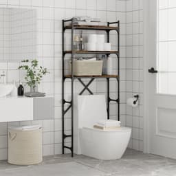 Wasmachine rek - Opbergrek - Wasmachine meubel - Opbouwmeubel - Toilet Rek - 67x25x163 cm - Hout - Gerookt Eiken — thumbnail 3