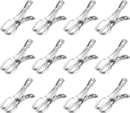 Goodivery ® Grote hangende pluggen, 12 stuks handdoekklemmen, roestvrijstalen strandhanddoekclips, winddicht, voor strandlaken, beddengoed en dikke kleding (11 x 6 cm) — thumbnail 1