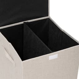 5Five Eureka sorteer wasmand - 74 liter - beige - 37 x 37 x 60 cm - MDF/Polyester stof - met afsluitklep — thumbnail 3