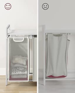 FurnStar Wasmand - Wassorteerder - 3 vakken - Wasmanden - Wassorteerder 3 vaken - 3x 38 L - 114L - Metalen Frame - Stijlvol en Duurzaam- Wit — thumbnail 4