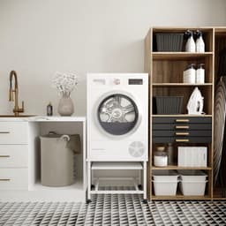 Wasophoogte® Wasmachine verhoger- Wasmachine opbouwmeubel XL - Wasmachine sokkel - 45cm hoog - Wit - Universeel - 63*63 (LxB) - Inclusief wandbeugels — thumbnail 4