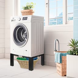 Wasmachine verhoger - Verstelbaar - Wasmachine opbouwmeubel - Roestvrij staal - Zwart + Zilver — thumbnail 3