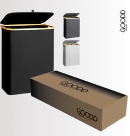 GOODD® - Wasmand - Wasmand 3 vakken - Wasmand met deksel - Wassorteerder - Licht Grijs - 160 Liter — thumbnail 5