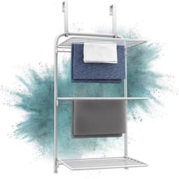 Praktisch wit droogrek voor deur voor ruimtebesparend droogrek, 3 uitklapbare vleugels met 11 meter waslijn bieden veel ruimte voor textiel — thumbnail 1