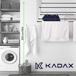 KADAX Plafondwasdroger, wasdroger voor het plafond 6, wanddroger met polyethyleen beklede stalen spijlen, plafonddroger, draagvermogen 12 kg (6x 100/zwart) — thumbnail 5