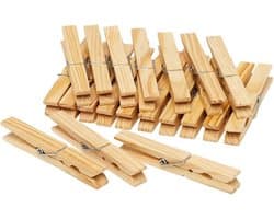 Houten wasknijpers - 40x stuks - voordelige knijpers / wasspelden - bamboe - was ophangen