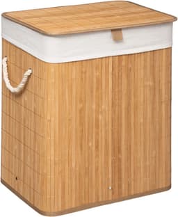 5Five Wasmand van bamboe - 60 liter - 41 x 30 x 50 cm - met deksel — thumbnail 1