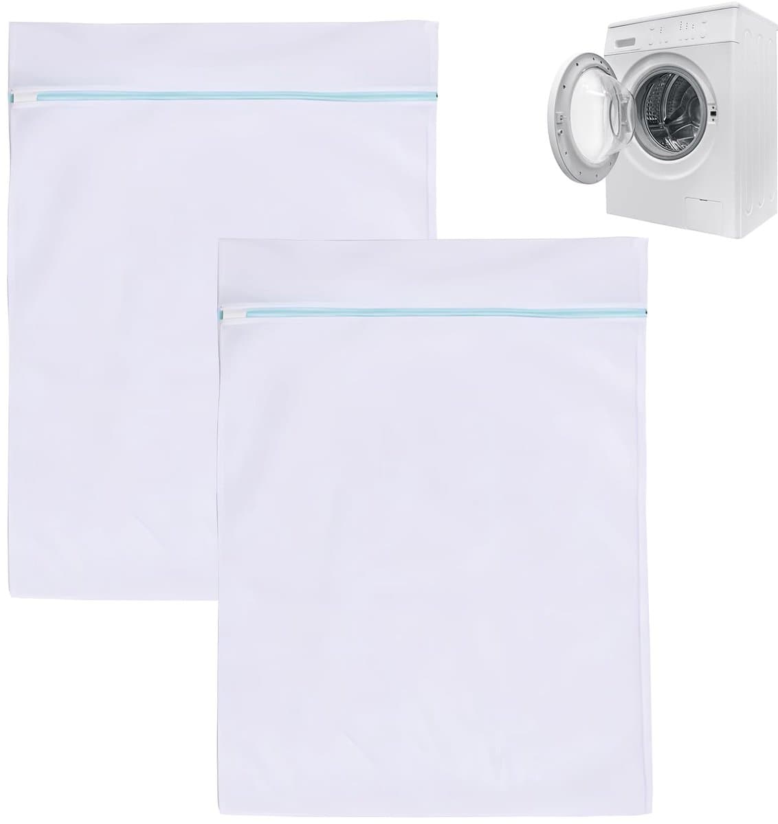 IMPERATORIS® Waszakjes voor Wasmachine - Bescherming voor Fijne Was en Schoenen - Mesh Wasnet met Rits - Voorkomt Slijtage - Set van 2 - Wit - 80 x 60 cm — afbeelding 1
