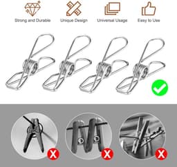 50 Stuks Roestvrijstalen Wasknijpers Set Sterke Grip voor Kleding en Keuken — thumbnail 5
