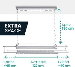 Foxydry Air 122 cm electrisch plafonddroogrek met afstandsbediening - 122 X 57 X 30 cm — thumbnail 2