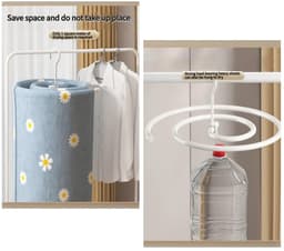 Spiraal droogrek voor kleding - Droogrek voor lakens - Ophangbaar droogrek voor kleding - Diameter 41,8 cm - Totale spiraallengte 2,2 m - Opvouwbaar - Geschikt voor het drogen van dekbedden, lakens en gordijnen - zilver — thumbnail 3